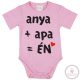 "anya+apa=ÉN" feliratos rövid ujjú baba body, 86-os