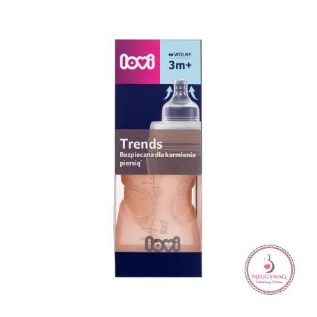 Lovi Trends cumisüveg 250ml 3h+ Rózsaszín 