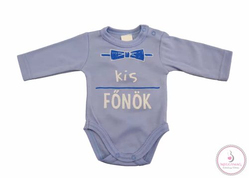 Kis főnök feliratos hosszú ujjú baba body, 74-es