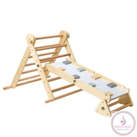   PIKLER 2in1 fa MÁSZÓKA 3szög és mászórámpa Montessori 132*60cm NATUR
