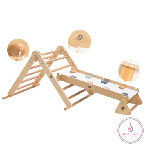 PIKLER 2in1 fa MÁSZÓKA 3szög és mászórámpa Montessori 132*60cm NATUR