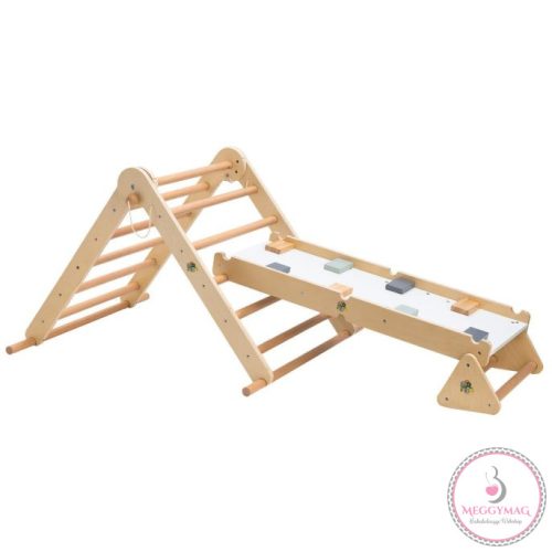 PIKLER 2in1 fa MÁSZÓKA 3szög és mászórámpa Montessori 132*60cm NATUR