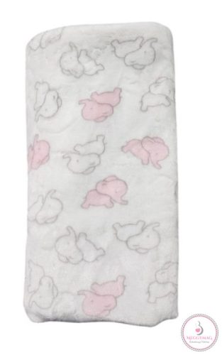 Wellsoft babatakaró mintás 70×100 - Rózsaszín elefánt 