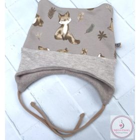   Symbyo Téli bélelt babasapka (huncutsapka), Kisróka (szürke béléssel!) 48-50 cm