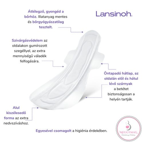 Lansinoh extra nedvszívó szülés utáni betét – O-2 hét – egyesével csomagolt, 10 db
