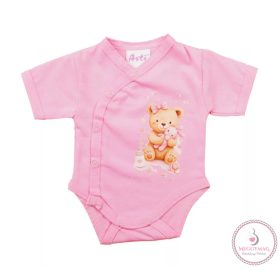 Rövid ujjú elöl patentos baba body Macis mintával 68-as