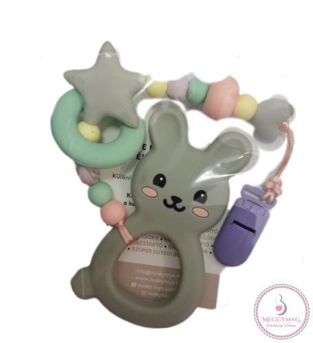 NuskyToys szilikon rágóka nyuszi Candy 