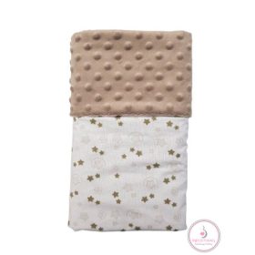   Pamut - minky kétoldalú takaró 70×90 - Csillagok/Drapp KÉSZLETEN A BOLTBAN! 