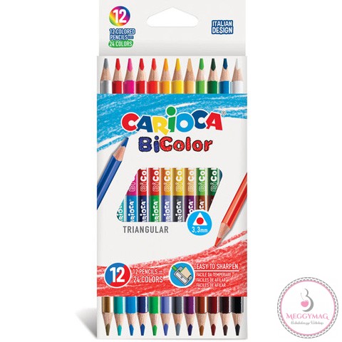 Színes ceruzakészlet kétvégű 12db-os 24 színnel - Carioca