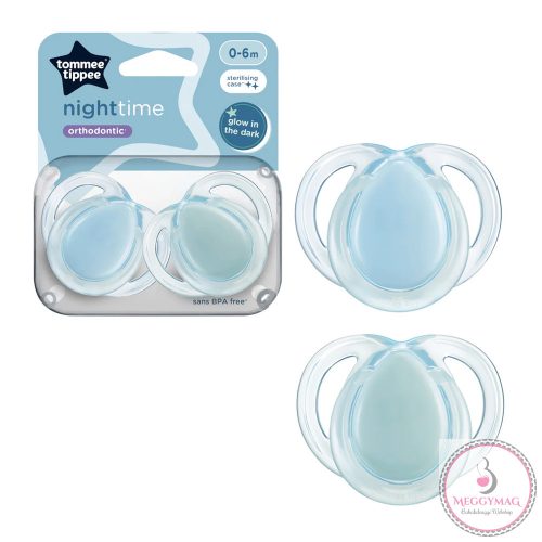 Tommee Tippee játszócumi CTN Night 2 db 0-6 hó pasztell, UTOLSÓ DARAB! Rózsaszín!