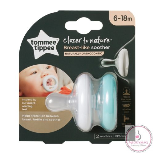 Tommee Tippee nyugtató cumi CTN anyamell formájú 6-18 hó 2db színes, UTOLSÓ DARAB!