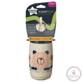   Tommee Tippee itatópohár - Superstar Insulated Straw Cup szívószálas hőtartó 266ml 12hó drapp