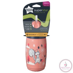   Tommee Tippee itatópohár - Superstar Insulated Straw Cup szívószálas hőtartó 266ml 12hó rózsaszín