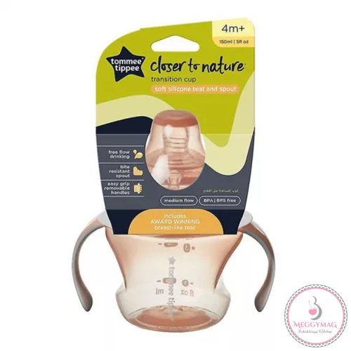 Tommee Tippee itatópohár - Nature Transition cup 150ml 4hó rózsaszín