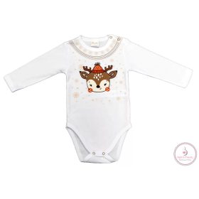   Hosszú ujjú baba body karácsonyi rénszarvas mintával, 86-os