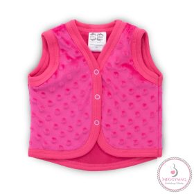 Baba mellény - Pink minky (fehér béléssel!) - 80