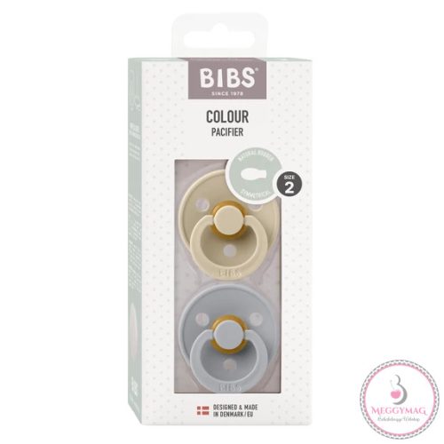 BIBS Colour 2-es szett - szimmetrikus cumifej (Vanília/Delfin), 6-36 hó
