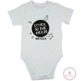   "I love you to the moon and back" feliratos rövid ujjú baba body fehér 56-os