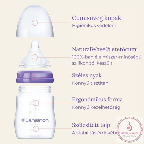 Lansinoh cumisüveg 160ml + fedéllel