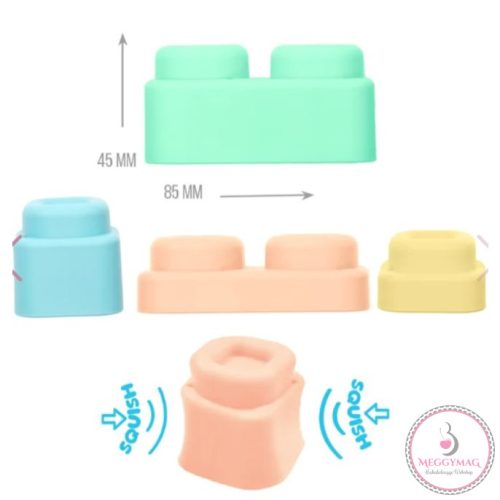MOCHTOYS Play&Squish puha vonat és kocka szett 12db PASZTELL