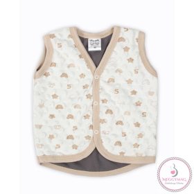 Baba mellény - Ekrü mintás minky - 80 polár béléssel 