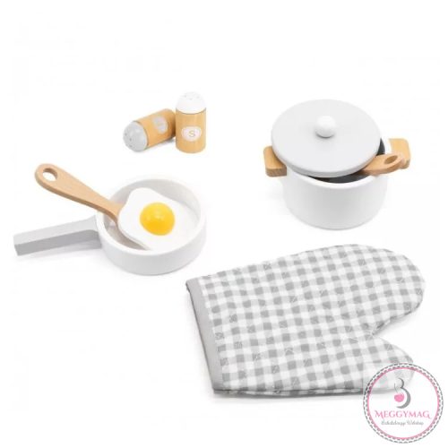 Játék edénykészlet pasztell színben (fából)