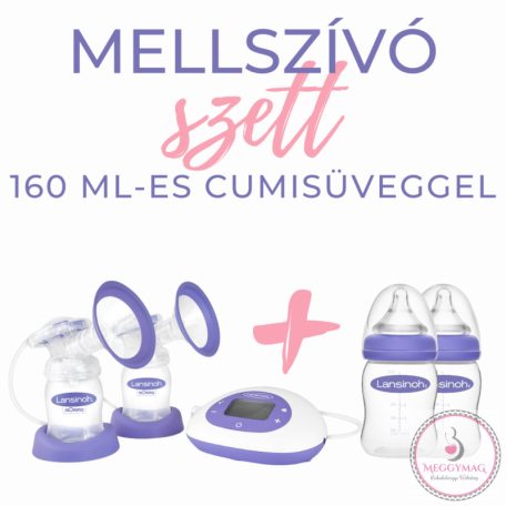 Lansinoh 2 az 1-ben elektromos dupla mellszívó + 2 db 160ml cumisüveg szettben