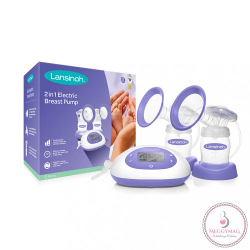 Lansinoh 2 az 1-ben elektromos dupla mellszívó + 2 db 160ml cumisüveg szettben