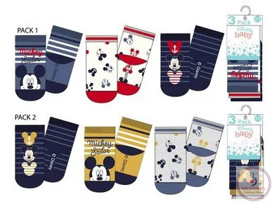Disney Mickey baba zokni, 3 pár, 6-12 hó