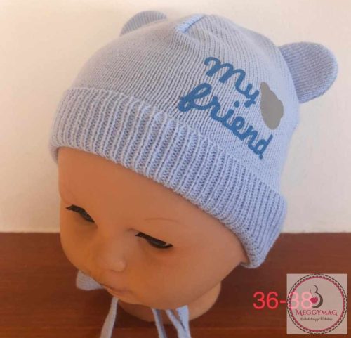 Minimanó megkötős kötött sapka -  36-38 cm