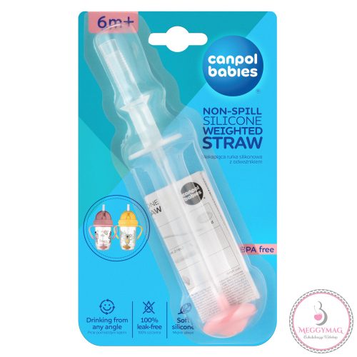 Canpol babies Straw szilikon szívószál nehezékkel 56/606 itatókhoz rózsaszín 