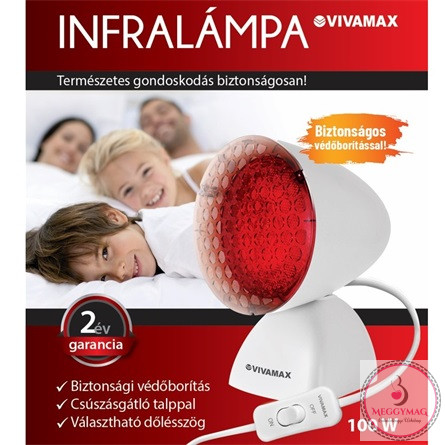 Vivamax Infralámpa (100 W) biztonsági védőborítással KÉSZLETEN A BOLTBAN!