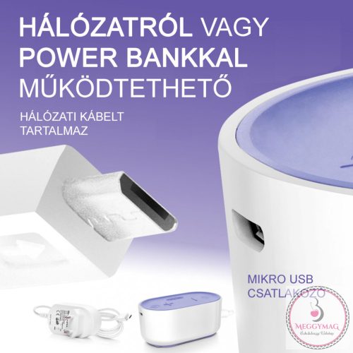 Lansinoh 2 fázisú kompakt elektromos mellszívó power bankról is tölthető!