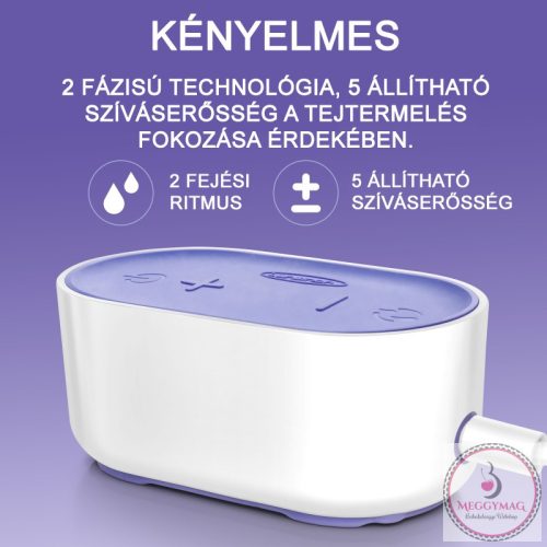 Lansinoh 2 fázisú kompakt elektromos mellszívó power bankról is tölthető!