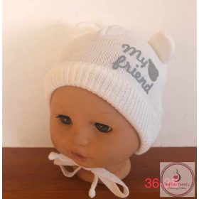 Minimanó megkötős kötött sapka -  36-38 cm