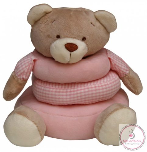 55043722 Gyűrűs maci 17 cm, Rózsa