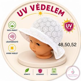 Minimanó nyári kalap (48, 50, 52) - fehér madeirás 