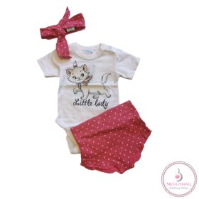   Rövidnadrágos kislány babaruha szett Marie cica mintával, 62-es