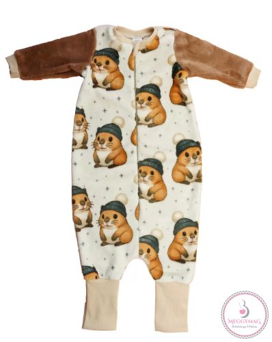 Mintás hosszú ujjú wellsoft tipegő hálózsák 3,5 TOG, Kapibara 86-98