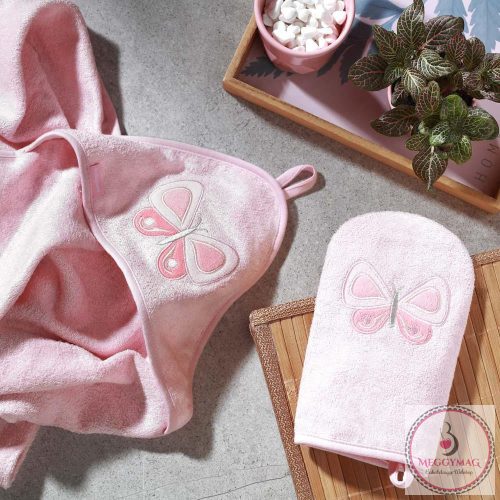 BabyOno fürdetőkesztyű - bambusz lepke/rózsaszín 347/07, UTOLSÓ DARAB!