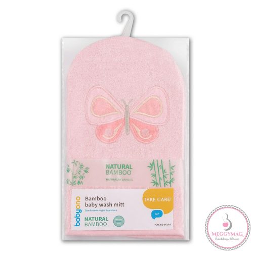 BabyOno fürdetőkesztyű - bambusz lepke/rózsaszín 347/07, UTOLSÓ DARAB!