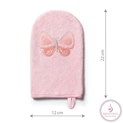 BabyOno fürdetőkesztyű - bambusz lepke/rózsaszín 347/07, UTOLSÓ DARAB!