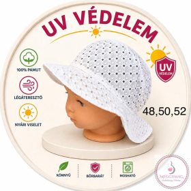 Minimanó nyári kalap (48, 50, 52) - fehér madeirás 