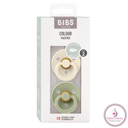 BIBS Colour 2-es szett - szimmetrikus cumifej (Krémfehér/Zsálya), 6-36 hó