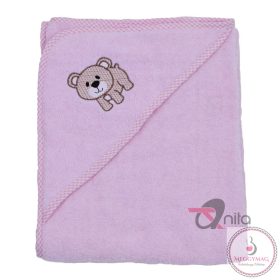 „Macika” hímzett babakifogó 80×80 cm rózsaszín 