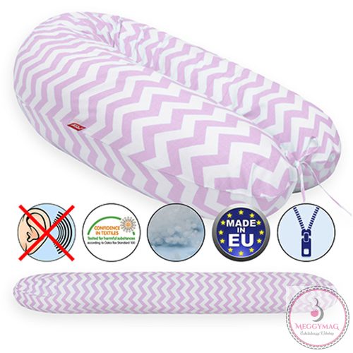 Scamp szoptatós párna univerzális pamut ZigZag Pink White SZPE233