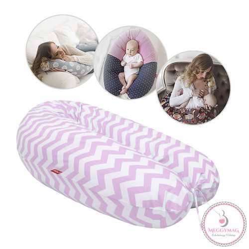 Scamp szoptatós párna univerzális pamut ZigZag Pink White SZPE233
