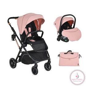   BINGO babakocsi SZETT újszülött kortól 22kg-ig 2in1 sport+váz+hordozó PINK