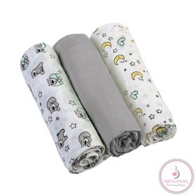 BabyOno textilpelenka színes 3db szürke 348/01