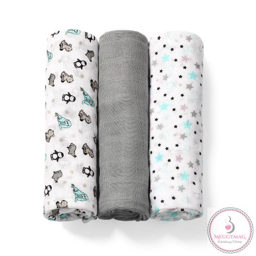 BabyOno textilpelenka színes 3db bambusz szürke 397/02